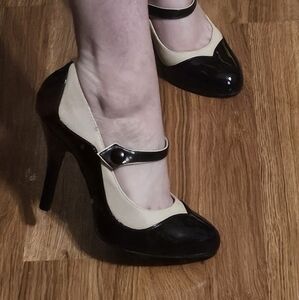 Bordello Black and Cream Heels
